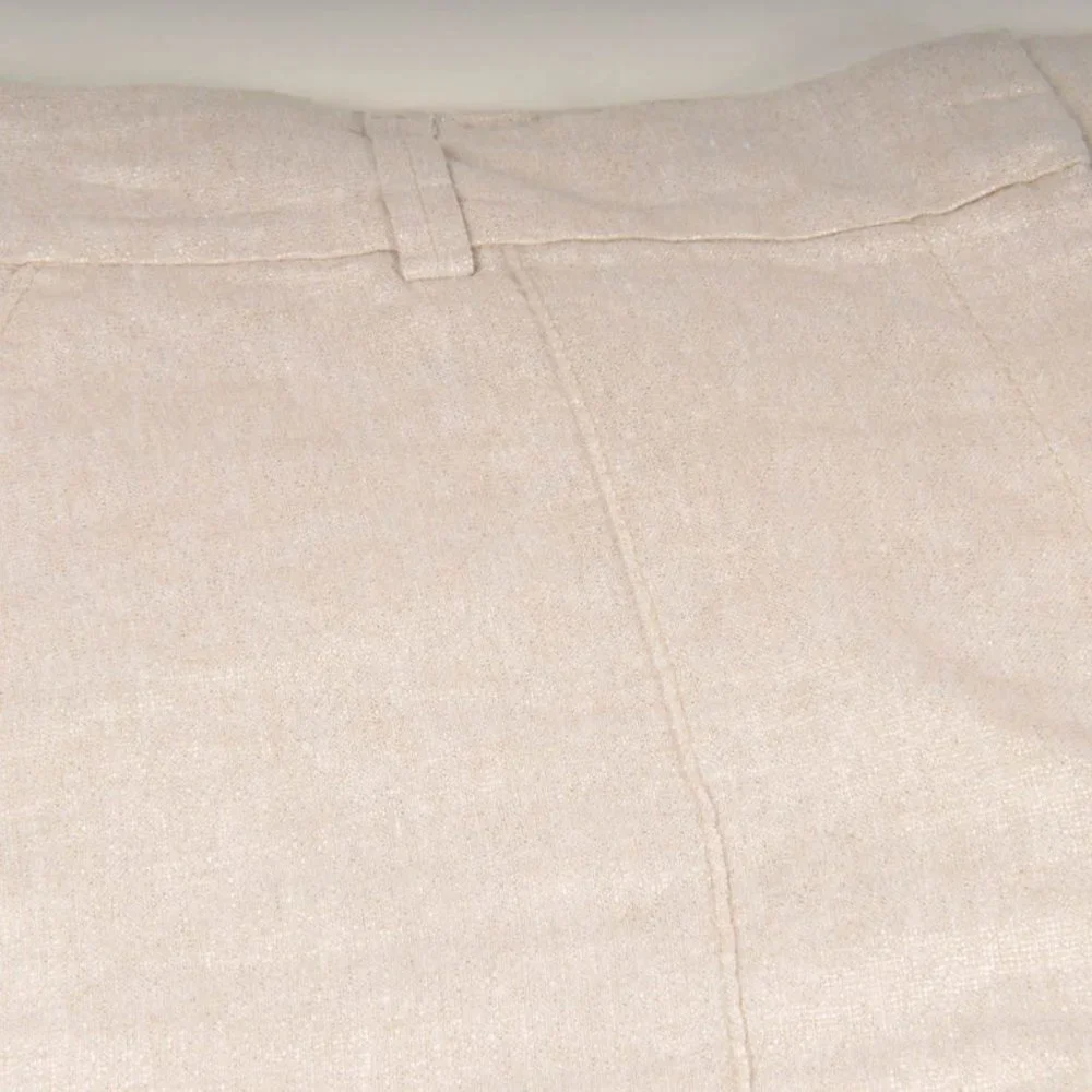 Ann Taylor LOFT Cream Metallic Linen Blend Pockets Lined Shorts, Size 12 {EX+} - Picture 2 of 4